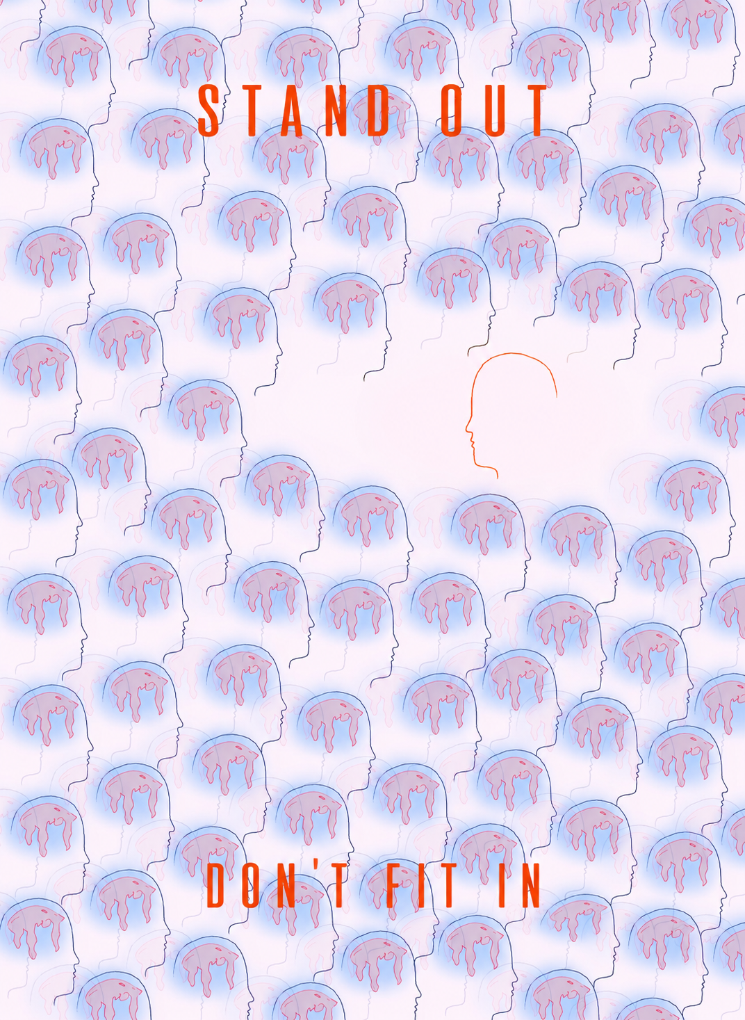 Stand out, don't fit in — grafica illustrata a mano